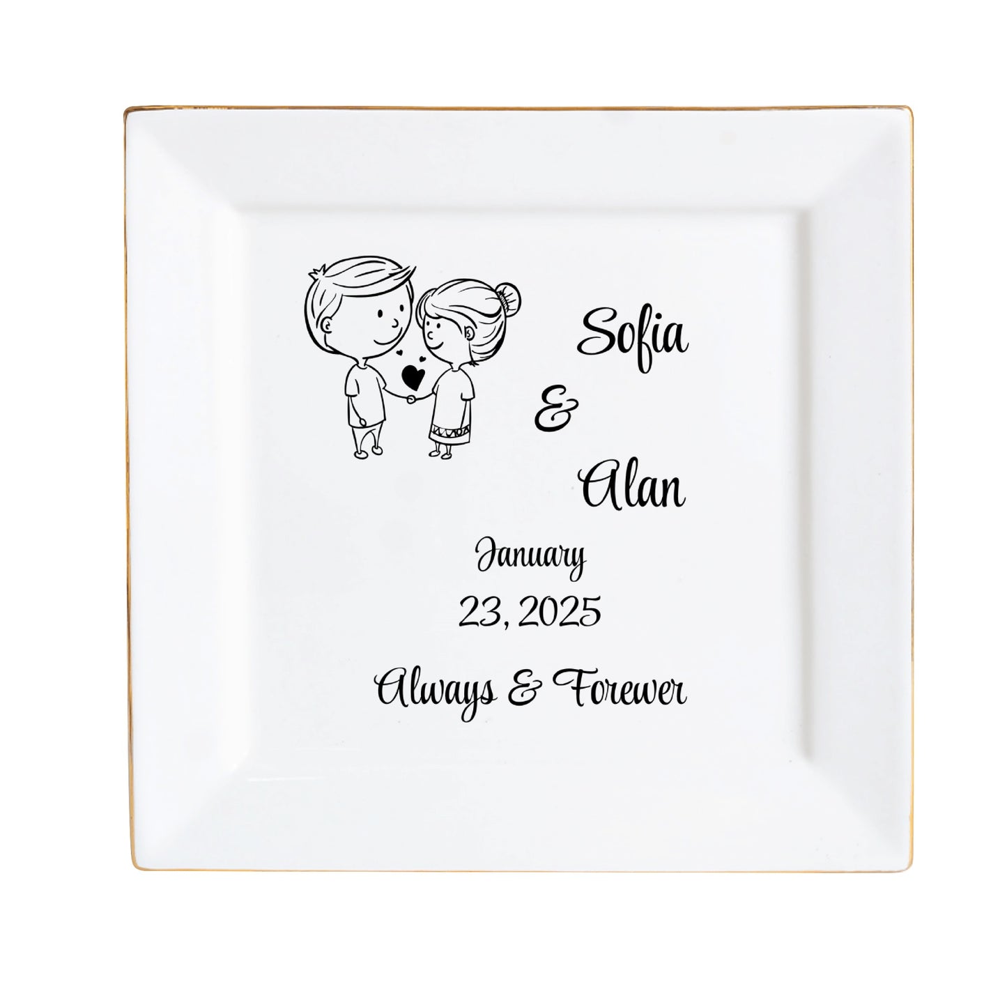 Ceramic Square Plates, Weddings Day Appetizers, Personalized Dinner Decor, Romantic Custom Plates, Table Setting Gift