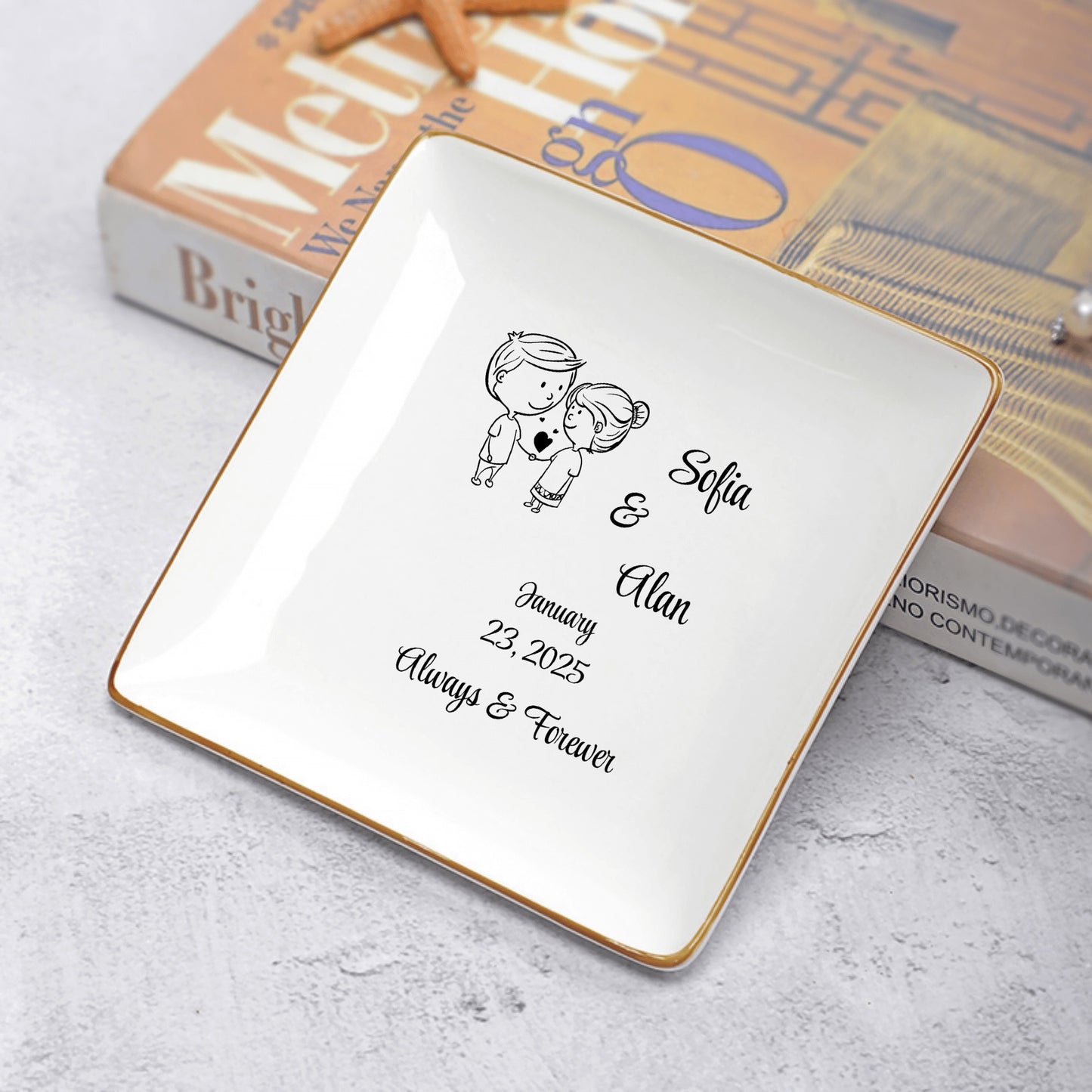 Ceramic Square Plates, Weddings Day Appetizers, Personalized Dinner Decor, Romantic Custom Plates, Table Setting Gift