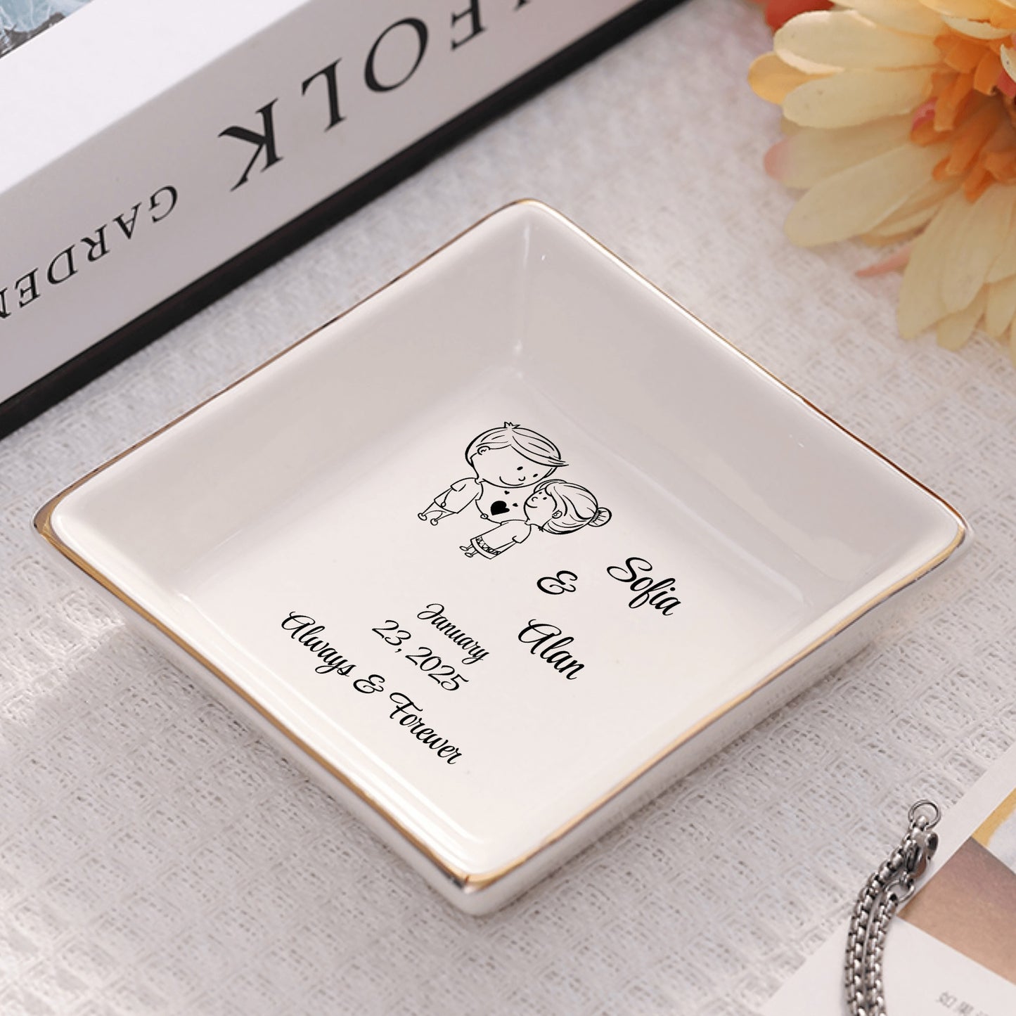 Ceramic Square Plates, Weddings Day Appetizers, Personalized Dinner Decor, Romantic Custom Plates, Table Setting Gift