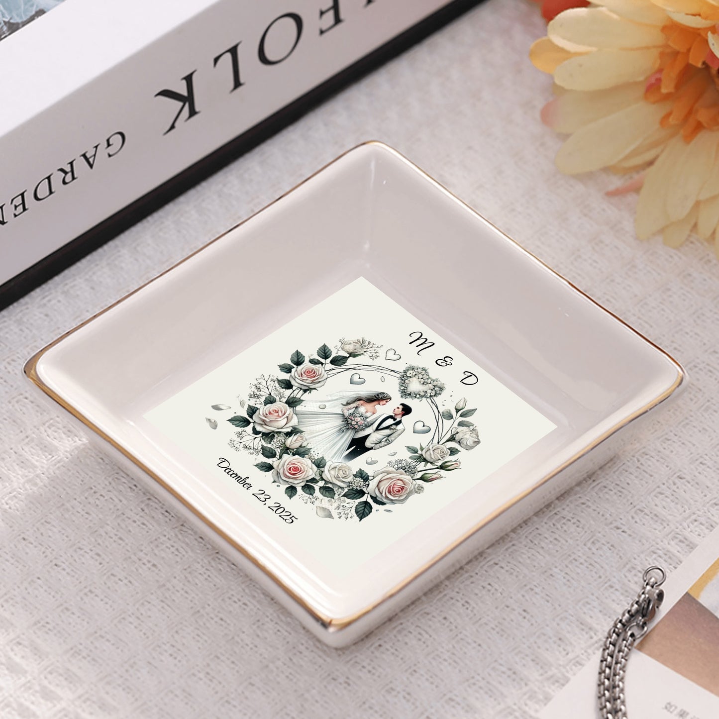 Ceramic Square Plates, Weddings Day Appetizers, Personalized Dinner Decor, Romantic Custom Plates, Table Setting Gift