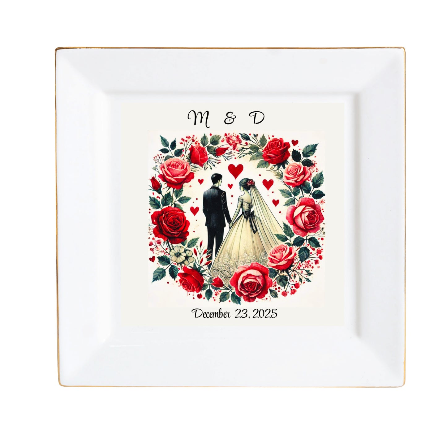 Ceramic Square Plates, Weddings Day Appetizers, Personalized Dinner Decor, Romantic Custom Plates, Table Setting Gift