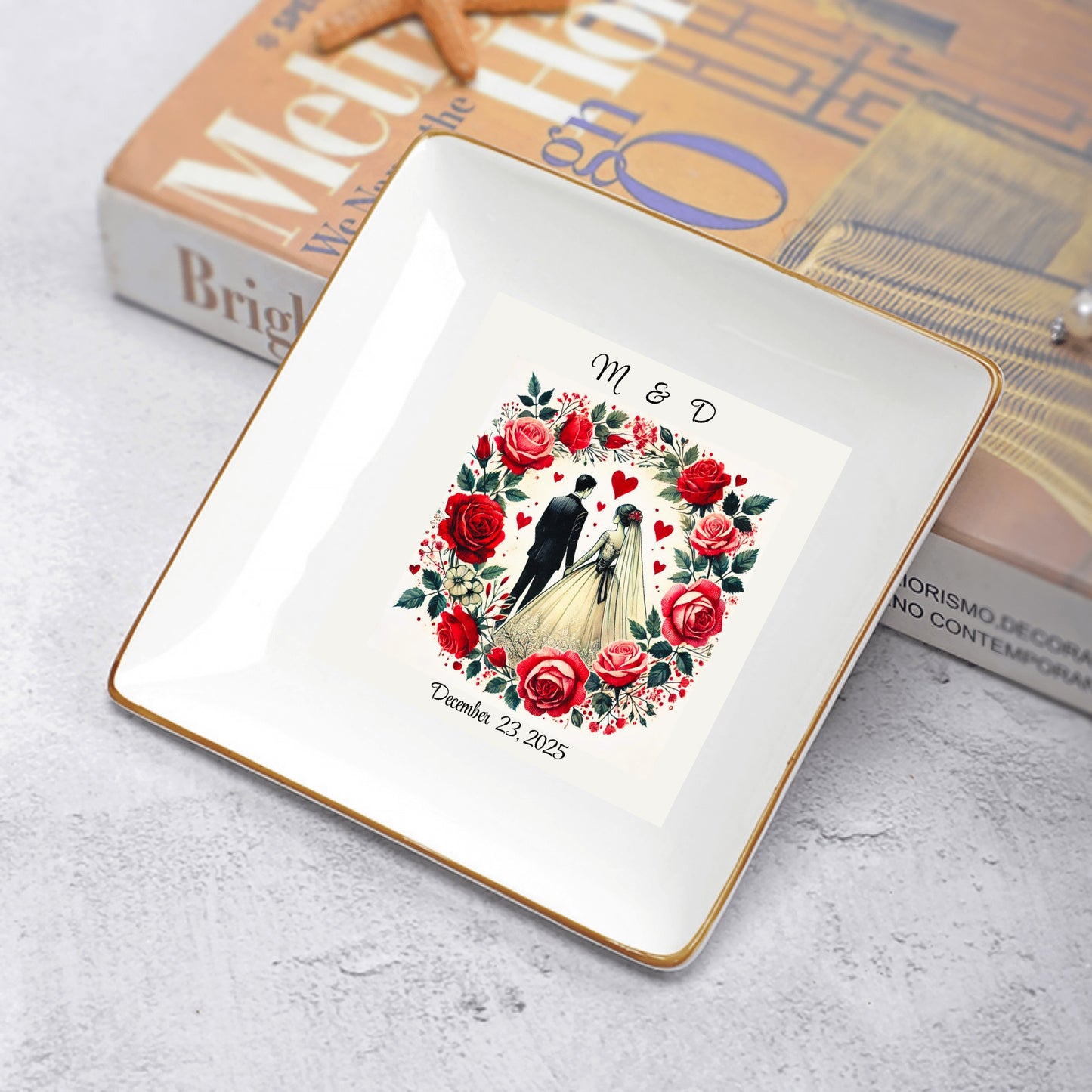 Ceramic Square Plates, Weddings Day Appetizers, Personalized Dinner Decor, Romantic Custom Plates, Table Setting Gift