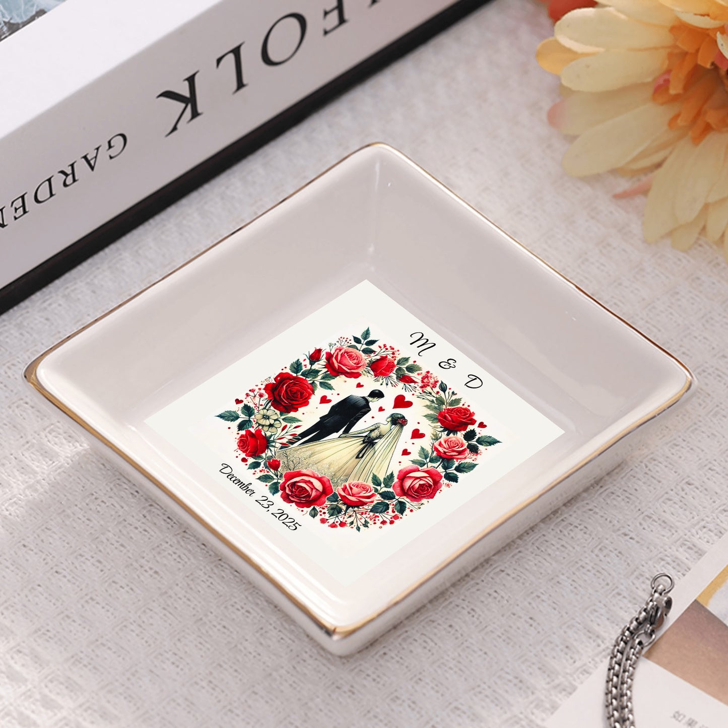 Ceramic Square Plates, Weddings Day Appetizers, Personalized Dinner Decor, Romantic Custom Plates, Table Setting Gift