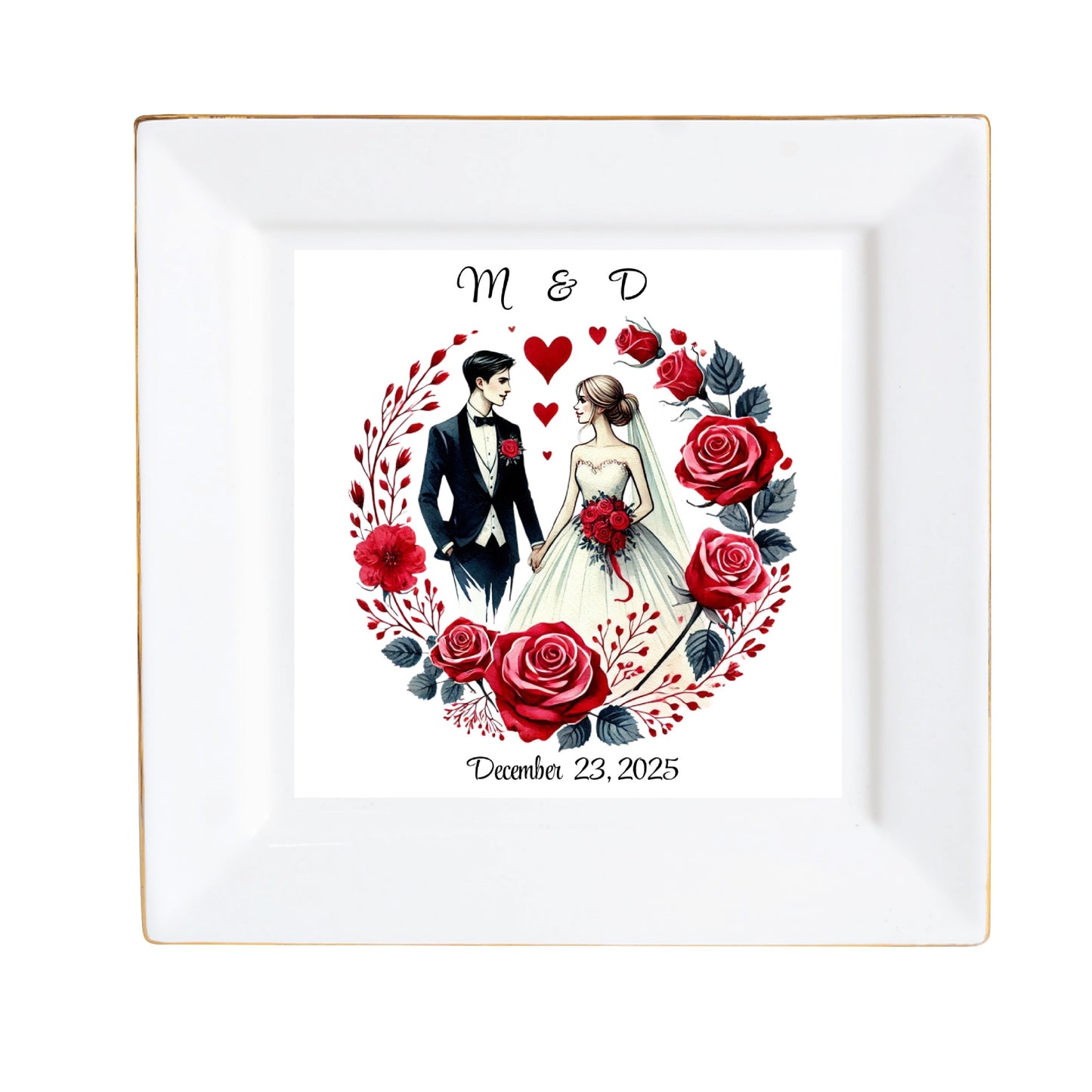 Ceramic Square Plates, Weddings Day Appetizers, Personalized Dinner Decor, Romantic Custom Plates, Table Setting Gift