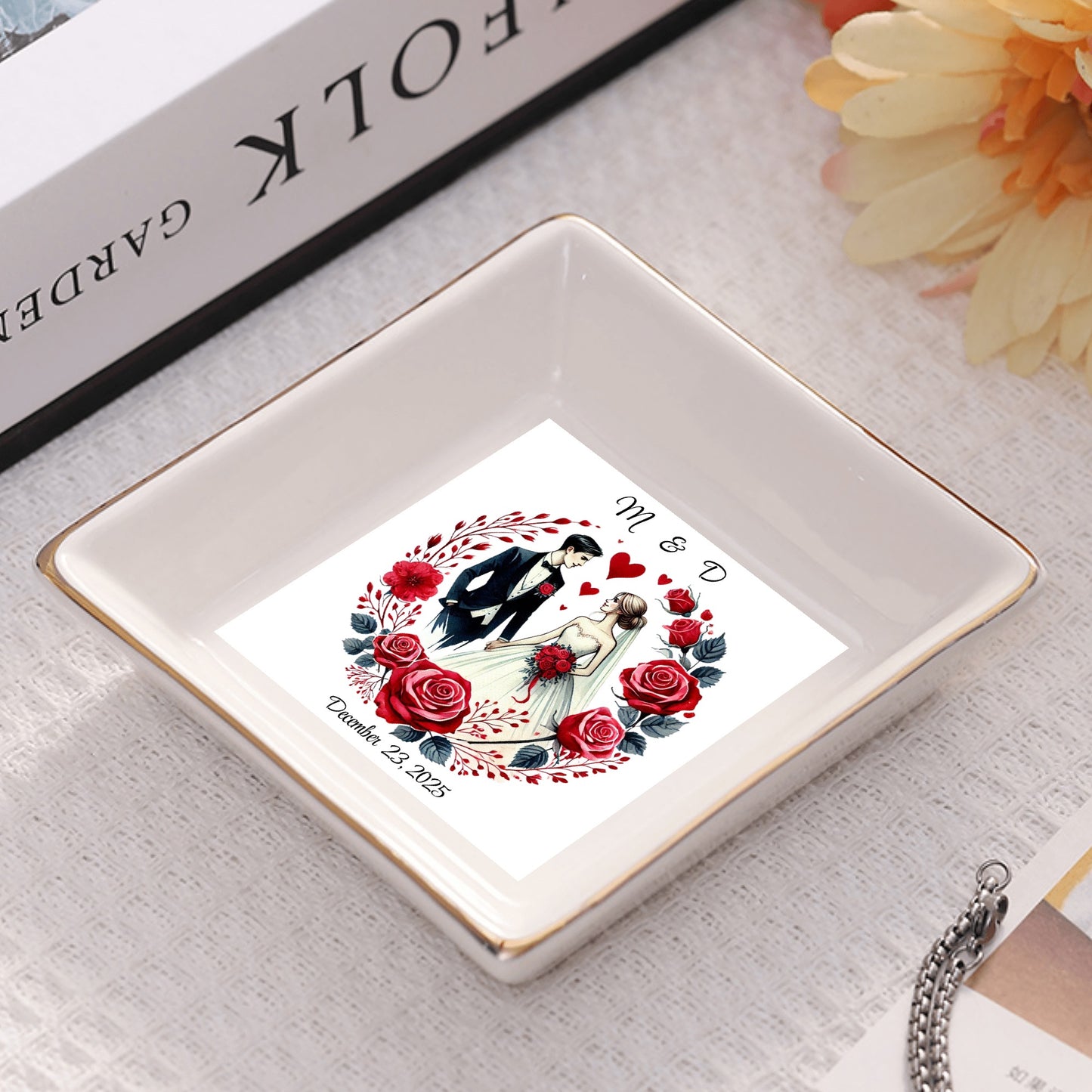 Ceramic Square Plates, Weddings Day Appetizers, Personalized Dinner Decor, Romantic Custom Plates, Table Setting Gift