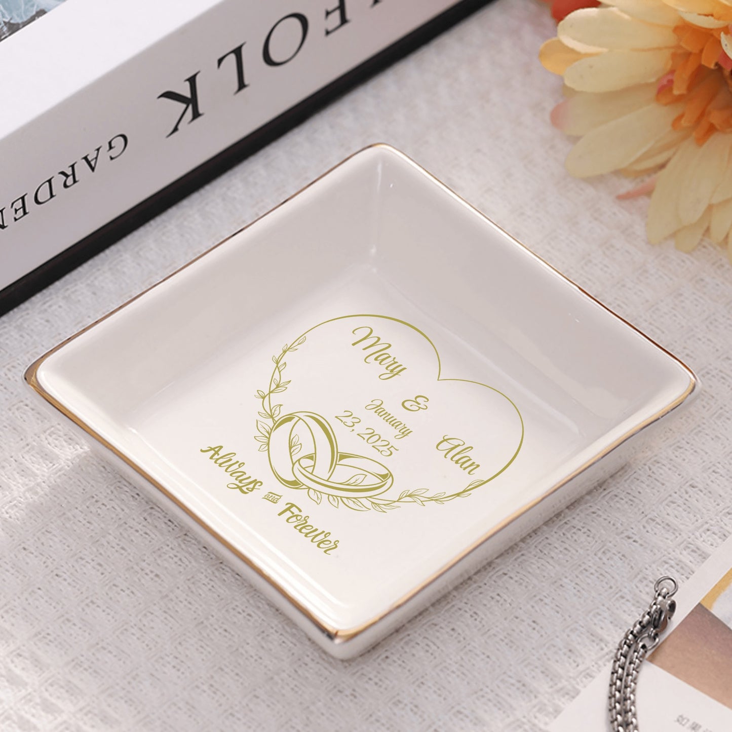 Ceramic Square Plates, Weddings Day Appetizers, Personalized Dinner Decor, Romantic Custom Plates, Table Setting Gift