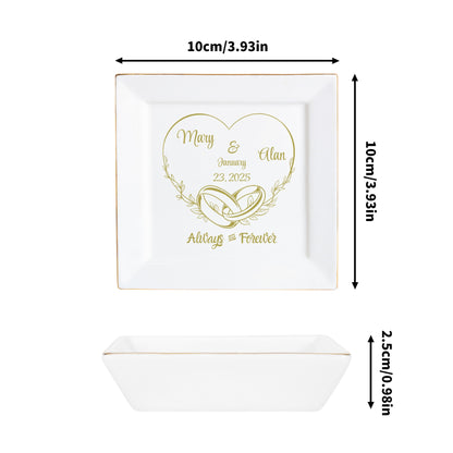 Ceramic Square Plates, Weddings Day Appetizers, Personalized Dinner Decor, Romantic Custom Plates, Table Setting Gift, Wedding Day