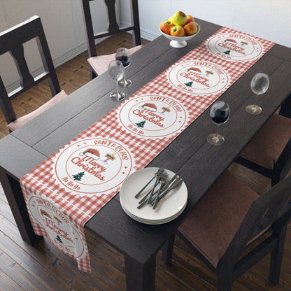 Table Runner, Christmas Decoration Santa Claus Ho Ho Ho, Red White, Cotton Poly, Home Decor, Holiday Table Linen, Festive Dining Accessories