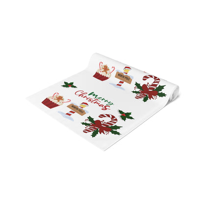 Christmas Table Runner, Holiday Dining Decor, Festive Kitchen Linens, Xmas Home Decoration, Seasonal Table Setting by Printify