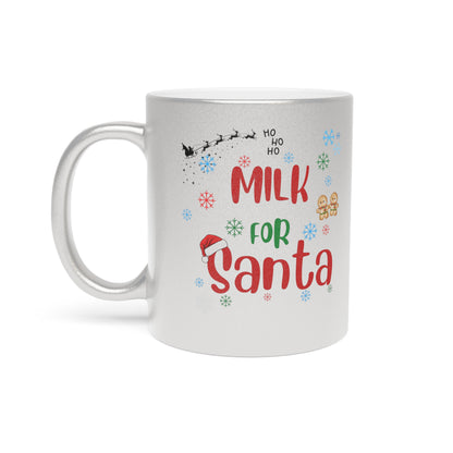 Metallic Mug, Santa Milk Mug, Christmas Gift, Silver Gold Mug, Holiday Mug, Festive Drinkware, Kitchen Decor