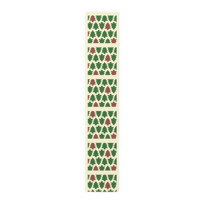 Christmas Trees Red Green Table Runner, Holiday Table Decor, Holiday Dinner Accessories - Cotton, Poly, Festive Table Linens, Christmas Home