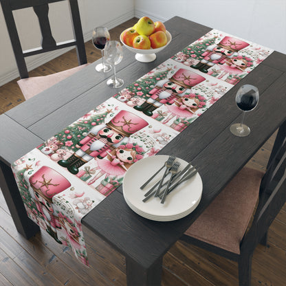 Pink Nutcracker Christmas Table Runner — Festive Holiday Dining Decor by Printify