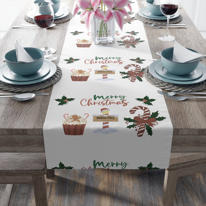 Christmas Table Runner, Holiday Dining Decor, Festive Kitchen Linens, Xmas Home Decoration, Seasonal Table Setting by Printify