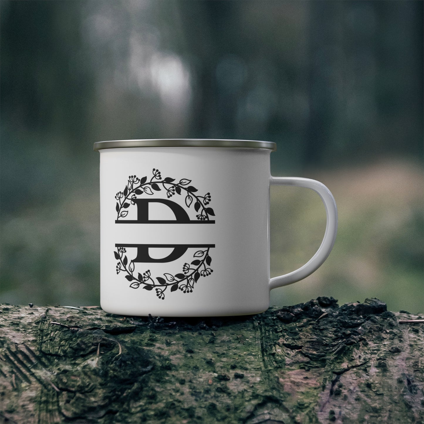 Enamel Camping Mug with monogram D