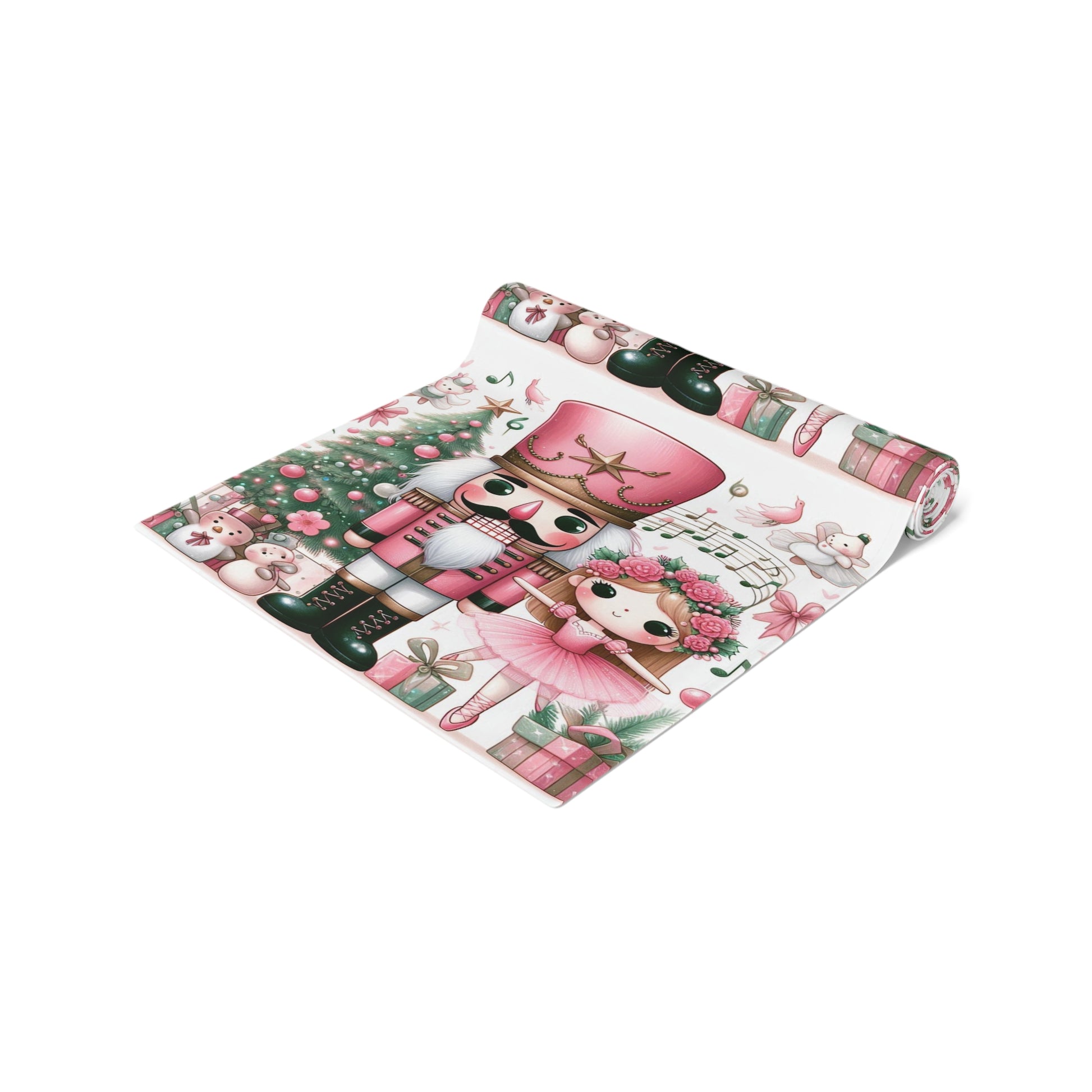 Pink Nutcracker Christmas Table Runner — Festive Holiday Dining Decor by Printify