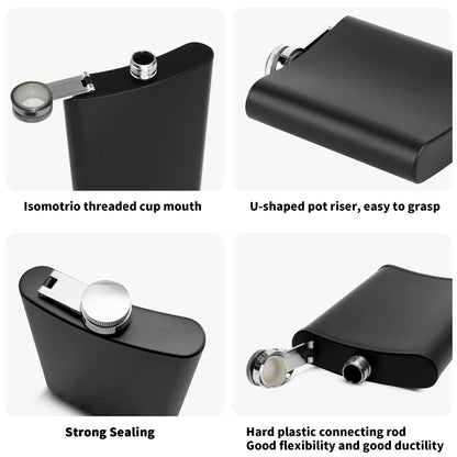 Personalized Father of the Bride Hip Flask Set – 7oz Black Stainless Steel with Gift Box & Engraving