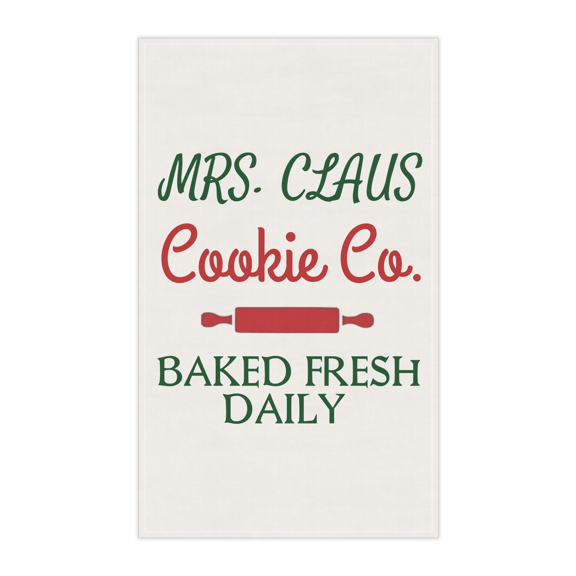 Mrs Claus Cookie Co Tea Towels, Christmas Kitchen Decor, Baked Fresh Daily, Holiday Hostess Gift, Cotton Poly Dish Towels by Printify