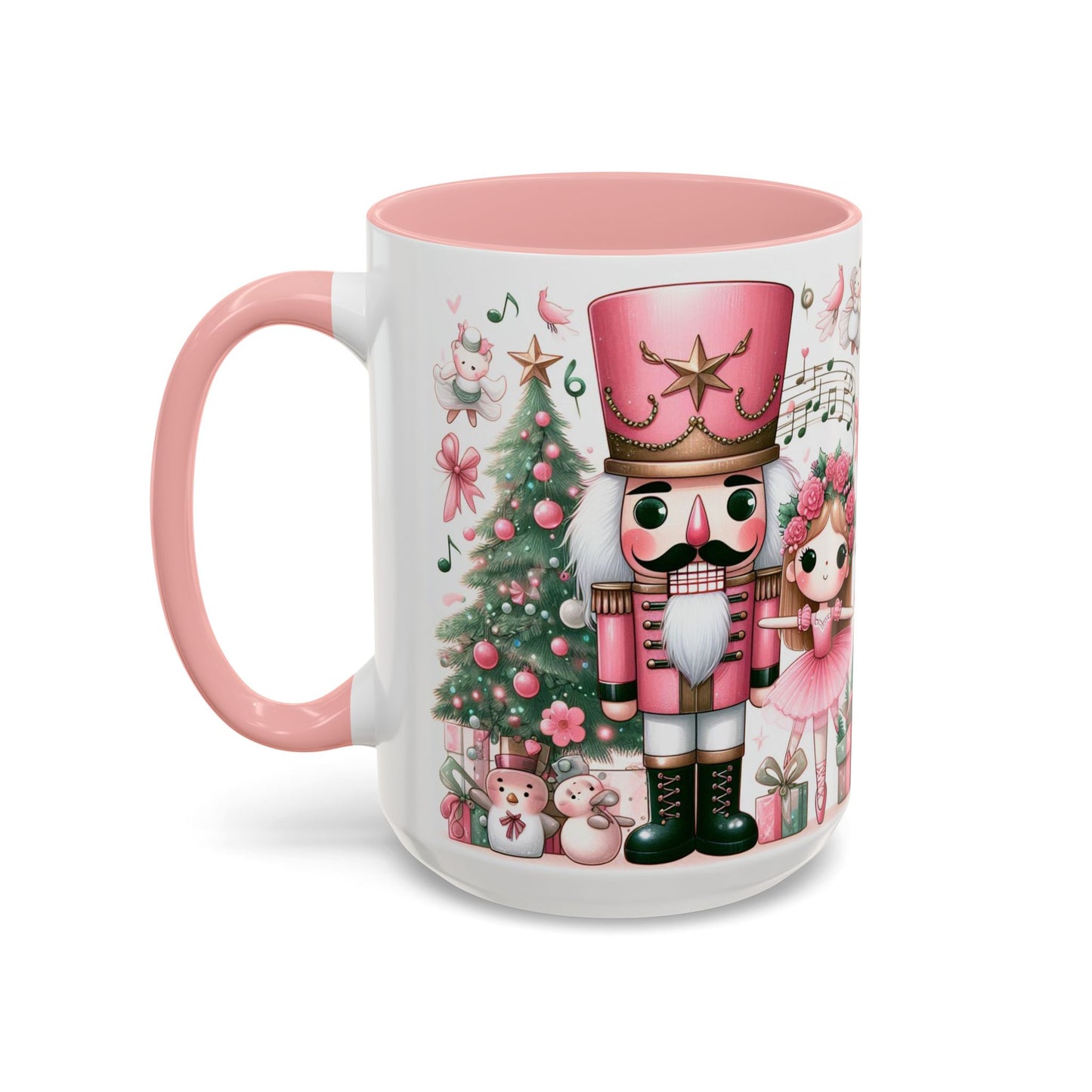 Coffee Mug, Nutcracker Pink Christmas Decoration, Festive Holiday Tea Cup, Unique Ceramic Drinkware, Kitchen Home Decor by Printify