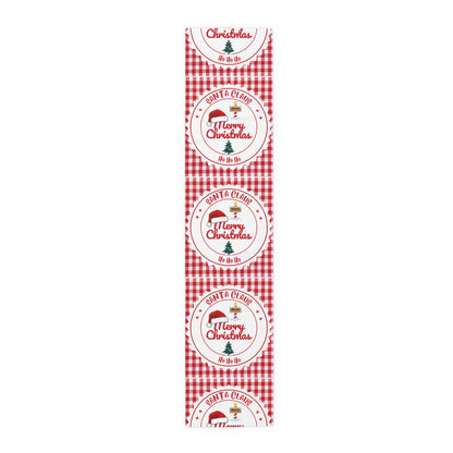 Table Runner, Christmas Decoration Santa Claus Ho Ho Ho, Red White, Cotton Poly, Home Decor, Holiday Table Linen, Festive Dining Accessories