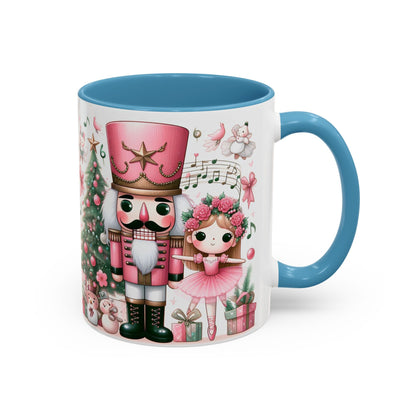 Coffee Mug, Nutcracker Pink Christmas Decoration, Festive Holiday Tea Cup, Unique Ceramic Drinkware, Kitchen Home Decor by Printify