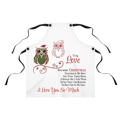 Festive Owl Love Apron for Christmas Cheer