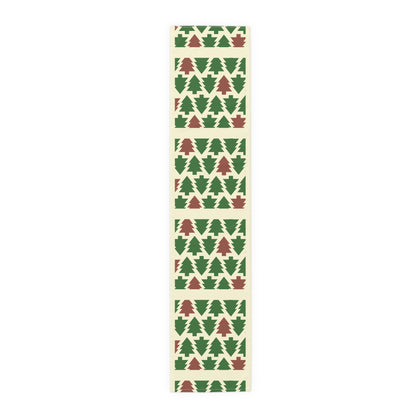 Christmas Trees Red Green Table Runner, Holiday Table Decor, Holiday Dinner Accessories - Cotton, Poly, Festive Table Linens, Christmas Home