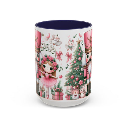 Coffee Mug, Nutcracker Pink Christmas Decoration, Festive Holiday Tea Cup, Unique Ceramic Drinkware, Kitchen Home Decor by Printify