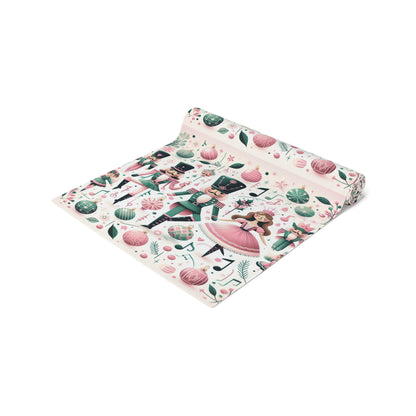 Christmas Table Runner, Holiday Dining Decor, Festive Kitchen Linens, Nutcracker Ballet Centerpiece, Xmas Home Textiles by Printify