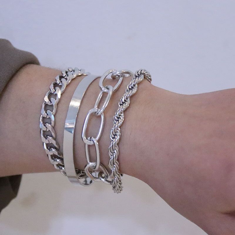 Alloy Bracelet Female Personality Hip Hop Cuban Bracelet Jewelry Punk Metal Mix and Match Twist Chain Jewelry