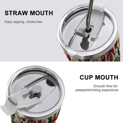 20oz Silver Rim Car Cup – All-Over Christmas Pattern Design