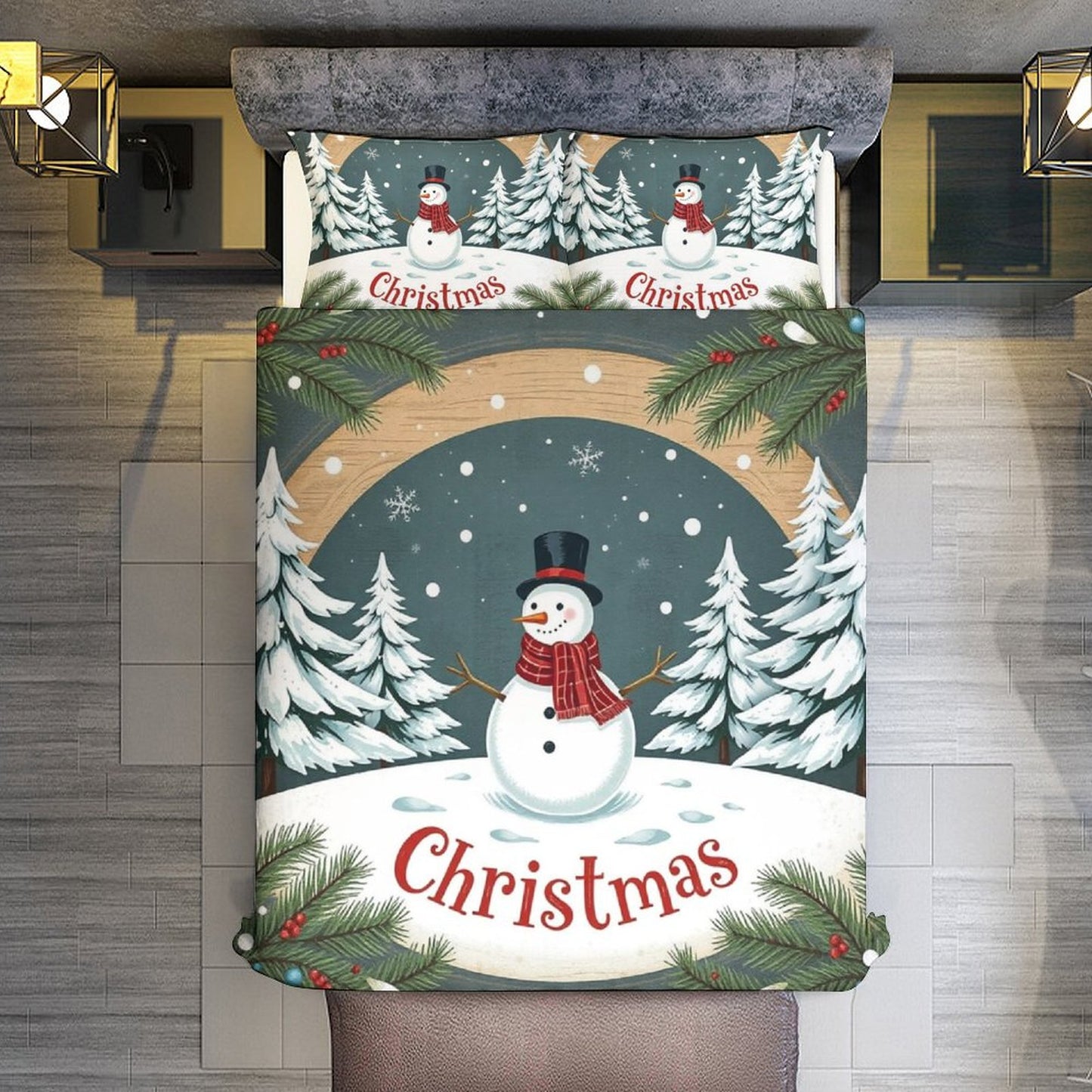 Christmas 3-Piece Bedding Set-90"x90"/ 229x229cm (Dual-sided Printing)