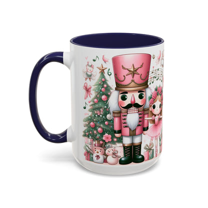Coffee Mug, Nutcracker Pink Christmas Decoration, Festive Holiday Tea Cup, Unique Ceramic Drinkware, Kitchen Home Decor by Printify