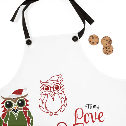 Festive Owl Love Apron for Christmas Cheer