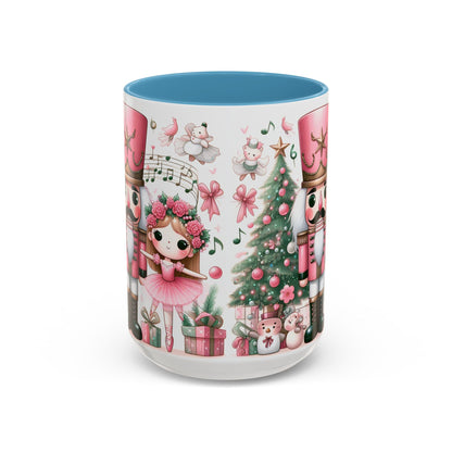 Coffee Mug, Nutcracker Pink Christmas Decoration, Festive Holiday Tea Cup, Unique Ceramic Drinkware, Kitchen Home Decor by Printify
