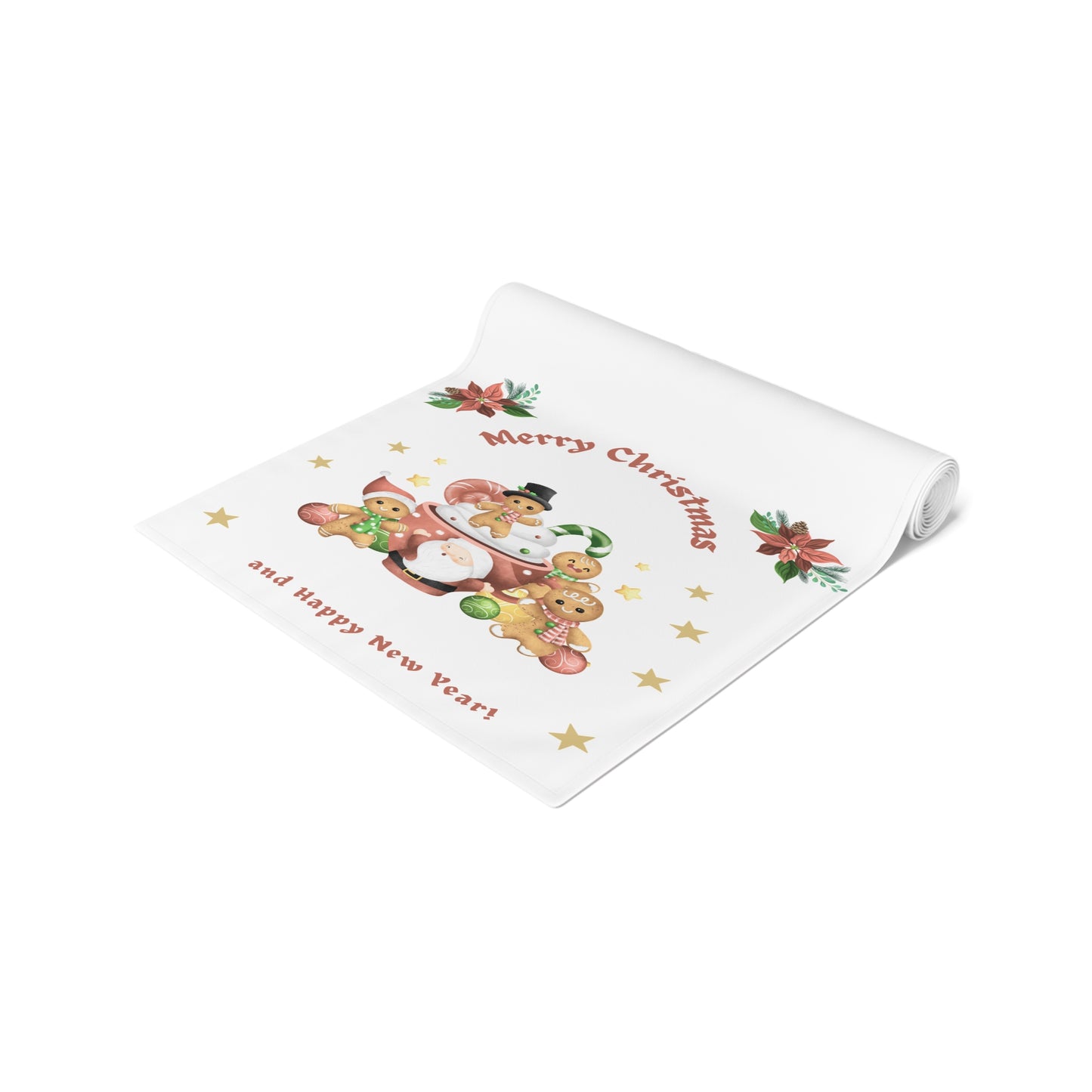 Table Runner, Holiday Table Decor, Festive Cheer Cotton, Polyester, Christmas Dining Room Decor, Seasonal Table Linens, Thanksgiving Hostess by Printify