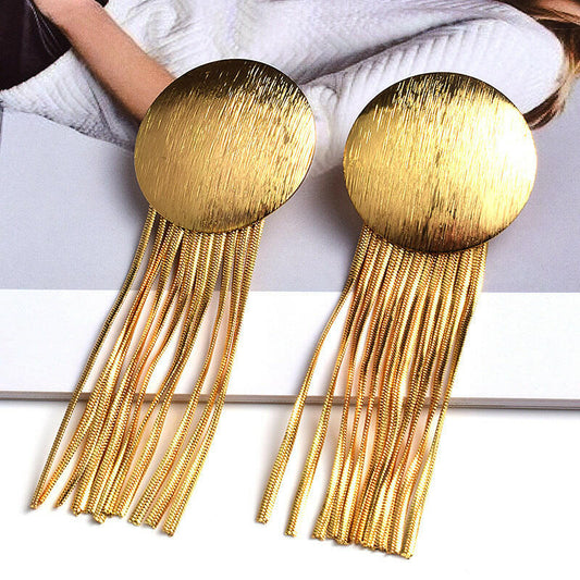 Fashion Earrings Metal Tassel Jewelry Gold Round