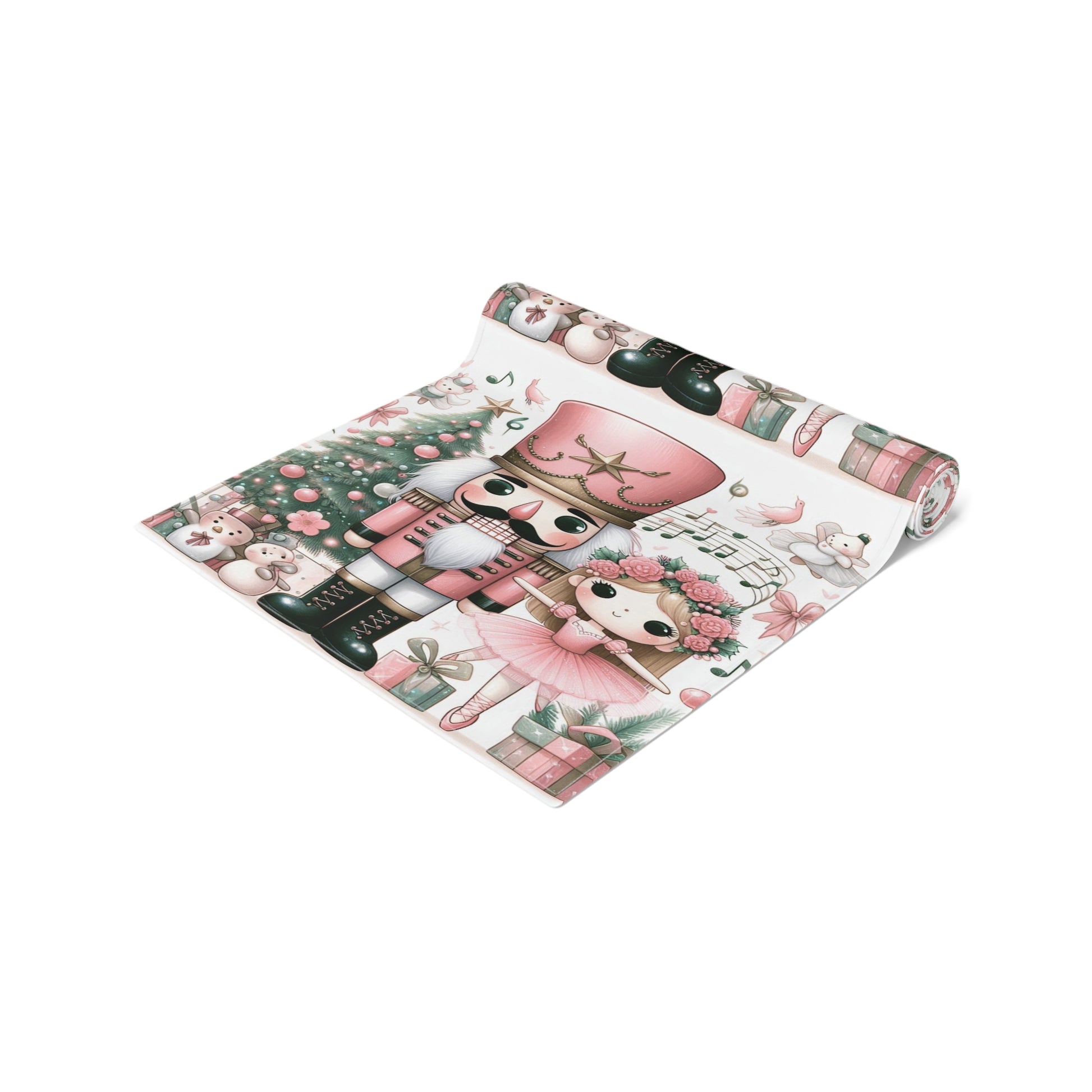 Pink Nutcracker Christmas Table Runner — Festive Holiday Dining Decor by Printify