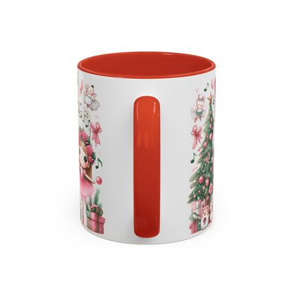 Coffee Mug, Nutcracker Pink Christmas Decoration, Festive Holiday Tea Cup, Unique Ceramic Drinkware, Kitchen Home Decor by Printify