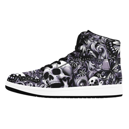 Skulla and Roses Women's High Top Sneakers (Model 20042)