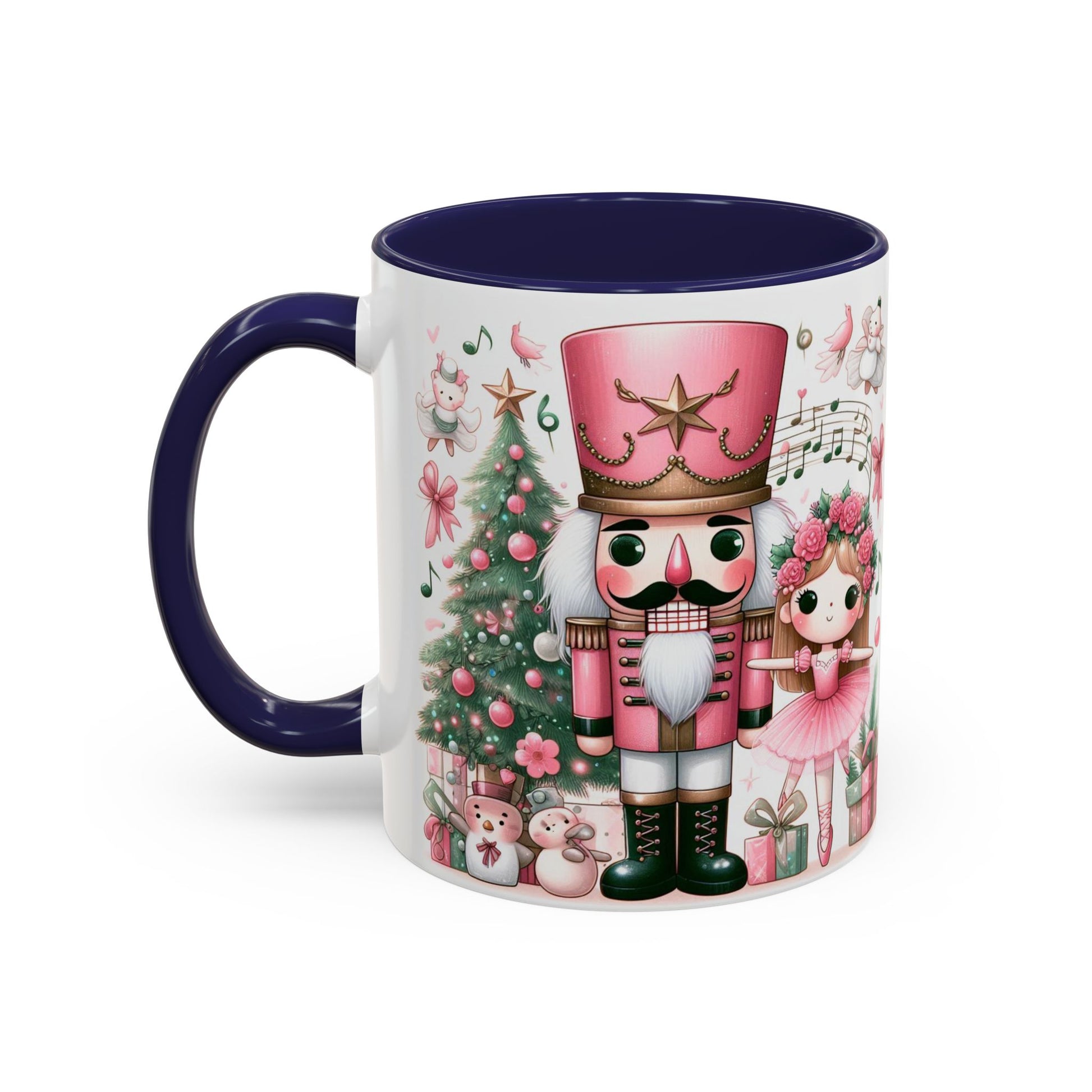 Coffee Mug, Nutcracker Pink Christmas Decoration, Festive Holiday Tea Cup, Unique Ceramic Drinkware, Kitchen Home Decor by Printify