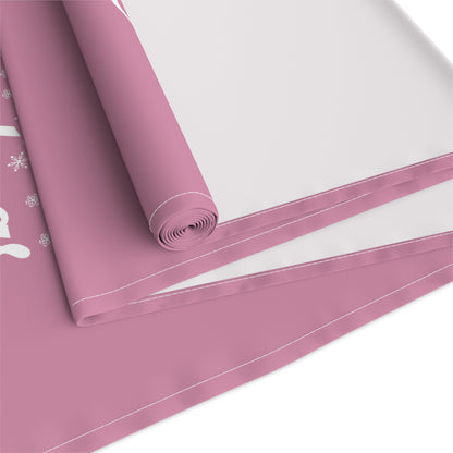 Pink Christmas House Table Runner — Festive Farmhouse Holiday Table Centerpiece by Printify