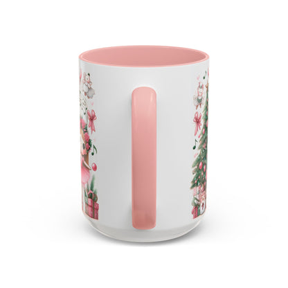 Coffee Mug, Nutcracker Pink Christmas Decoration, Festive Holiday Tea Cup, Unique Ceramic Drinkware, Kitchen Home Decor by Printify