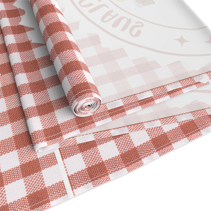 Table Runner, Christmas Decoration Santa Claus Ho Ho Ho, Red White, Cotton Poly, Home Decor, Holiday Table Linen, Festive Dining Accessories
