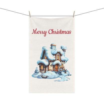 Merry Christmas Farmhouse Tea Towels — Festive Cotton-Poly Dish Towel Set | Holiday Kitchen Decor & Hostess Gift by Printify