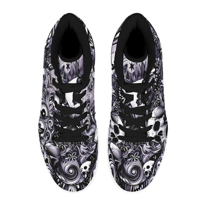 Skulla and Roses Women's High Top Sneakers (Model 20042)