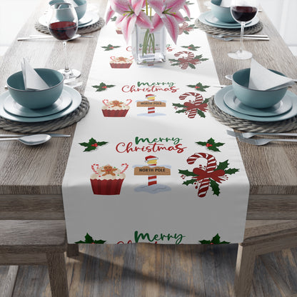 Christmas Table Runner, Holiday Dining Decor, Festive Kitchen Linens, Xmas Home Decoration, Seasonal Table Setting by Printify