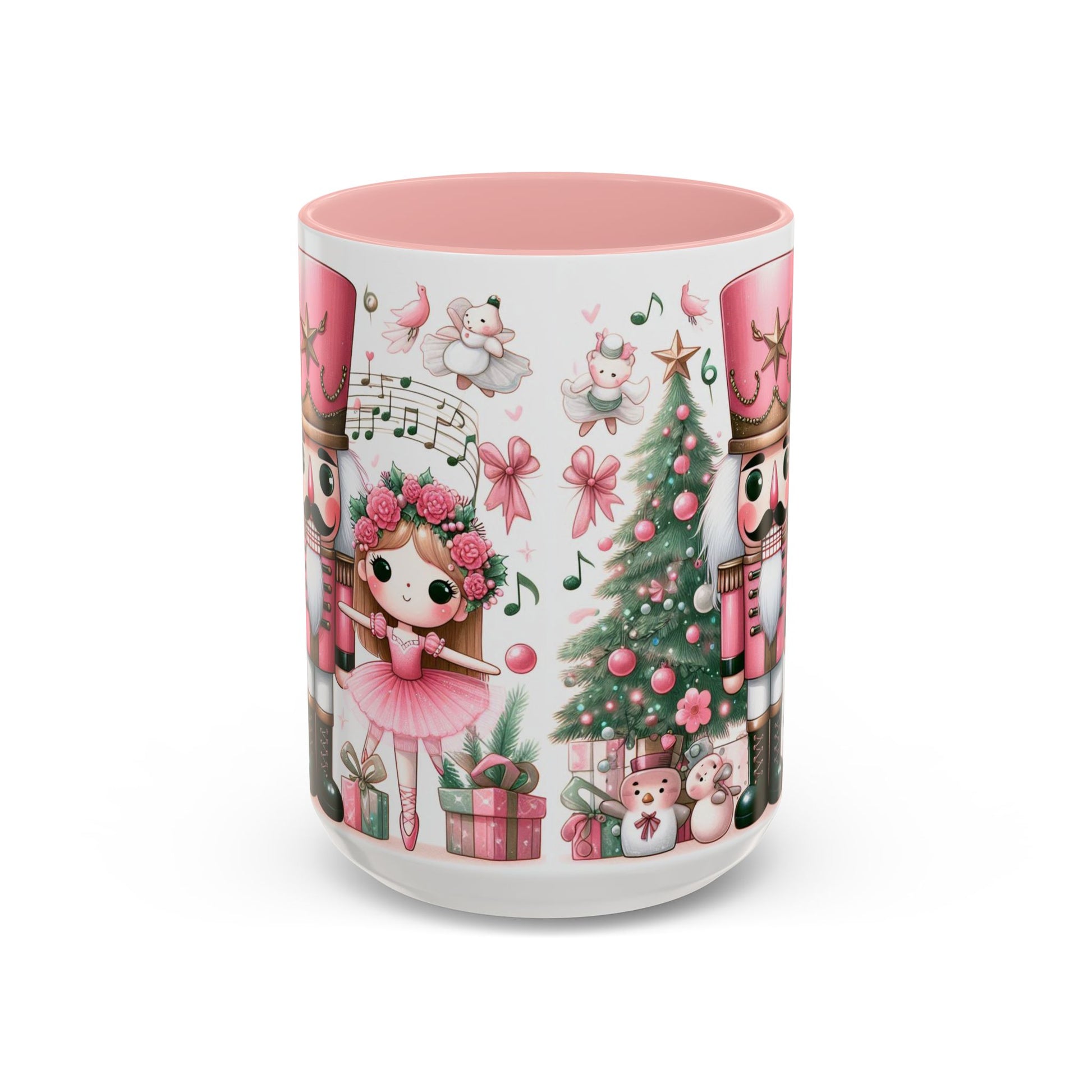 Coffee Mug, Nutcracker Pink Christmas Decoration, Festive Holiday Tea Cup, Unique Ceramic Drinkware, Kitchen Home Decor by Printify