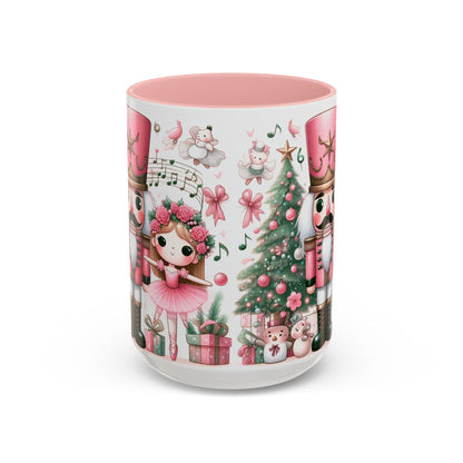 Coffee Mug, Nutcracker Pink Christmas Decoration, Festive Holiday Tea Cup, Unique Ceramic Drinkware, Kitchen Home Decor by Printify