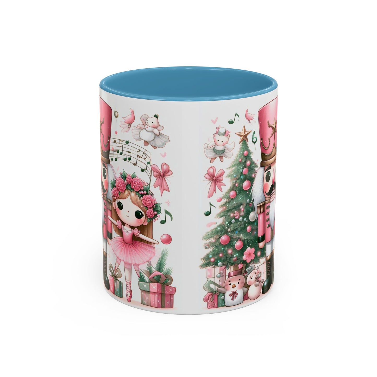 Coffee Mug, Nutcracker Pink Christmas Decoration, Festive Holiday Tea Cup, Unique Ceramic Drinkware, Kitchen Home Decor by Printify