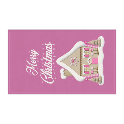 Pink Christmas Tea Towel — Festive Holiday Kitchen Decor & Hostess Gift by Printify